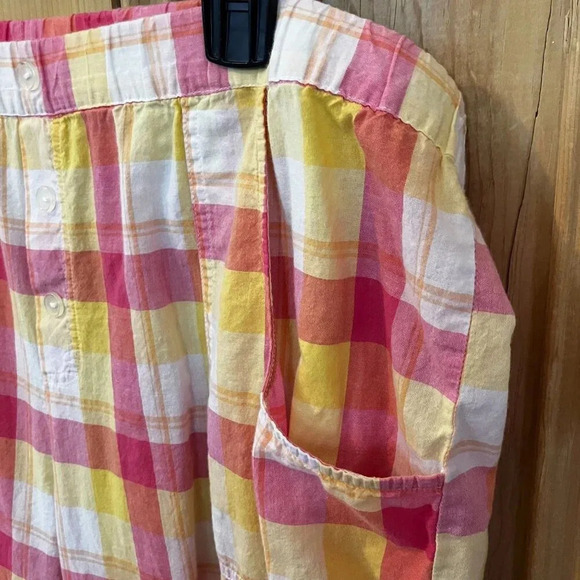 Nordstrom Womens Plaid Tie Capri 100% Cotton Pajama Set Size Large Pink SP EXC - Picture 10 of 12